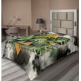 thumbnail image 1 of Ambesonne Monstera Flat Sheet, Leaves Triangles Mystery, TwinXL Size, Camel Grey and Fern Green, 1 of 1