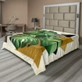 thumbnail image 1 of Ambesonne Monstera Flat Sheet, Nature Scandinavian Boho, King Size, Fern Green and Pale Coffee, 1 of 1