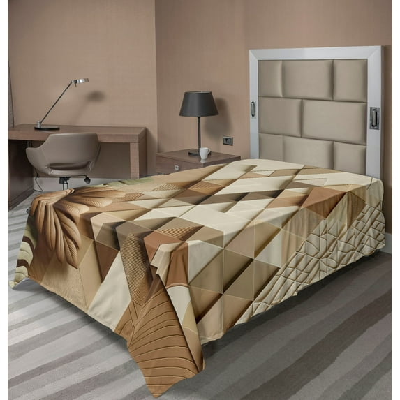 Ambesonne Monstera Flat Sheet, Scandinavian Boho Style, TwinXL Size, Pale Reseda Green Cocoa