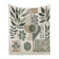 thumbnail image 1 of Ambesonne Monstera Fleece Throw Blanket Minimalist Floral Romance 50"x60" Pale Reseda Green Sepia, 1 of 5