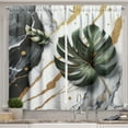 thumbnail image 1 of Ambesonne Monstera Kitchen Curtains, Marble Mid Century Boho, 55"x45", Dimgray Hunter Green, 1 of 3
