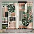 thumbnail image 1 of Ambesonne Monstera Kitchen Curtains, Mid Century Boho Shapes, 55"x39", Evergreen Pale Rust Brown, 1 of 3