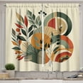 thumbnail image 1 of Ambesonne Monstera Kitchen Curtains, Modern Abstract Botanic, 55"x45", Burnt Sienna Pale Seafoam, 1 of 3
