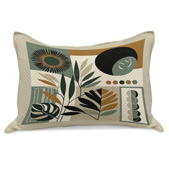 Ambesonne Monstera Knitted Quilt Pillowcover, Abstract Boho Leaves Art, 30"x20", Dark Sepia Pale Brown