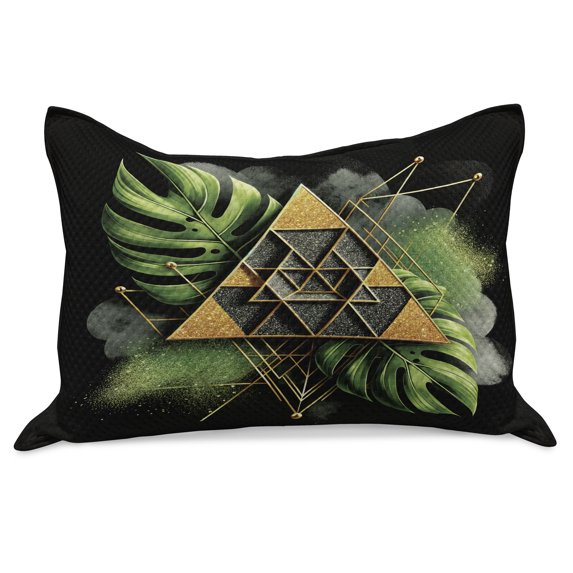 Ambesonne Monstera Knitted Quilt Pillowcover, Abstract Boho Mystery Art, 36"x20", Fern Green Pale Brown