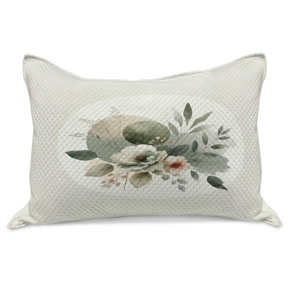Ambesonne Monstera Knitted Quilt Pillowcover, Minimalist Floral Boho, 36"x20", Pale Sage Green Coconut