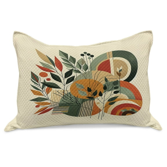 Ambesonne Monstera Knitted Quilt Pillowcover, Modern Abstract Botanic, 36"x20", Burnt Sienna Pale Seafoam