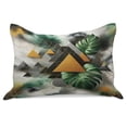 thumbnail image 1 of Ambesonne Monstera Knitted Quilt Pillowcover, Triangles Marble Abstract, 30"x20", Fern Green Grey Camel, 1 of 2