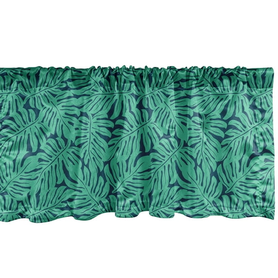 Ambesonne Monstera Leaf Window Valance, Hipster Jungle Art, 42" x 12", Dark Seafoam Dark Teal