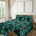 thumbnail image 1 of Ambesonne Monstera Leaves Fitted & Flat Sheet with Sham 3 Pcs Set, Art Tropical Leaves, Twin, Jade Green Sea Green, 1 of 1