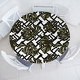 thumbnail image 1 of Ambesonne Monstera Leaves Fitted Round Tablecloth, Abstract Palm Leaf, 36"- 40" Diameter, Peacock Green Dark Green, 1 of 5