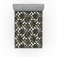 thumbnail image 1 of Ambesonne Monstera Leaves Fitted Sheet, Abstract Palm Leaf, Queen Size, Peacock Green Dark Green, 1 of 5