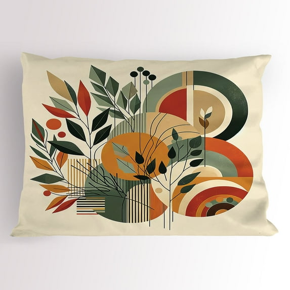 Ambesonne Monstera Pillow Sham, Modern Abstract Botanic, 36" X 20", Burnt Sienna Pale Seafoam