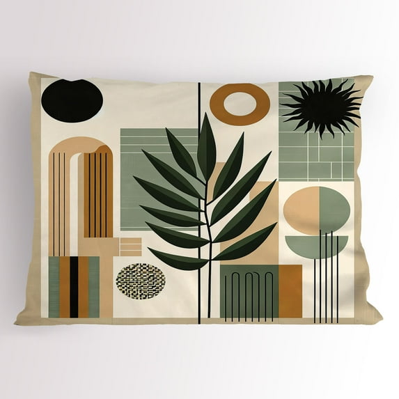 Ambesonne Monstera Pillow Sham, Nature Mid Century Boho, 26" X 20", Beige Evergreen Sepia