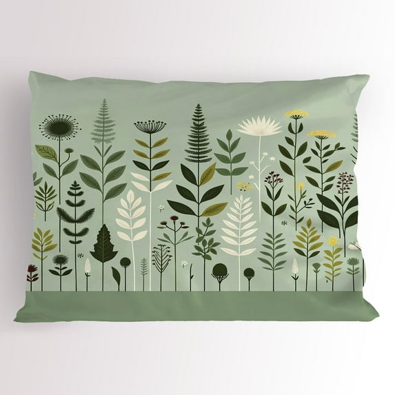 Ambesonne Monstera Pillow Sham, Scandinavian Botanical Art, 36" X 20", Pale Green Coconut Fawn