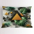 thumbnail image 1 of Ambesonne Monstera Pillow Sham, Triangles Marble Abstract, 36" X 20", Fern Green Grey Camel, 1 of 2