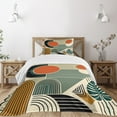 thumbnail image 1 of Ambesonne Monstera Quilted Bedspread Set 2 Pcs, Abstract Boho Mid Century, Twin Size, Burnt Orange Pale Khaki, 1 of 5