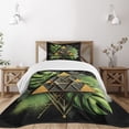 thumbnail image 1 of Ambesonne Monstera Quilted Bedspread Set 2 Pcs, Abstract Boho Mystery Art, Twin Size, Fern Green Pale Brown, 1 of 5