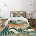 thumbnail image 1 of Ambesonne Monstera Quilted Bedspread Set 2 Pcs, Abstract Landscape Boho, Twin Size, Evergreen Pale Seafoam, 1 of 5