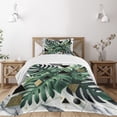 thumbnail image 1 of Ambesonne Monstera Quilted Bedspread Set 2 Pcs, Boho Abstract Nature Art, Twin Size, Emerald Dark Grey Dimgray, 1 of 5