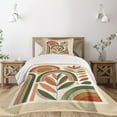 thumbnail image 1 of Ambesonne Monstera Quilted Bedspread Set 2 Pcs, Boho Mid Century Abstract, Twin Size, Dark Rust Beige Green, 1 of 5