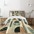 thumbnail image 1 of Ambesonne Monstera Quilted Bedspread Set 2 Pcs, Mid Century Boho Abstract, Twin Size, Pale Reseda Green and Camel, 1 of 5