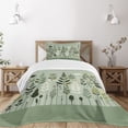 thumbnail image 1 of Ambesonne Monstera Quilted Bedspread Set 2 Pcs, Scandinavian Botanical Art, Twin Size, Pale Green Coconut Fawn, 1 of 5