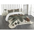 thumbnail image 1 of Ambesonne Monstera Quilted Bedspread Set 3 Pcs, Boho Abstract Tropical Art, King Size, Evergreen Sage Green Fawn, 1 of 5