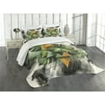 thumbnail image 1 of Ambesonne Monstera Quilted Bedspread Set 3 Pcs, Leaves Triangles Mystery, King Size, Camel Grey and Fern Green, 1 of 2