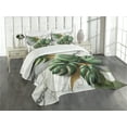 thumbnail image 1 of Ambesonne Monstera Quilted Bedspread Set 3 Pcs, Marble Boho Mid Century, King Size, Pale Grey Fern Green, 1 of 5