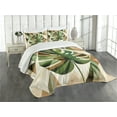 thumbnail image 1 of Ambesonne Monstera Quilted Bedspread Set 3 Pcs, Nature Boho Scandinavian, Queen Size, Fern Green Sepia and Cocoa, 1 of 5