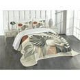 thumbnail image 1 of Ambesonne Monstera Quilted Bedspread Set 3 Pcs, Neutral Mid Century Boho, Queen Size, Cinnamon Pale Sage Green, 1 of 5