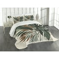 thumbnail image 1 of Ambesonne Monstera Quilted Bedspread Set 3 Pcs, Tropical Abstract Boho Art, Queen Size, Sage Green Fawn Evergreen, 1 of 5