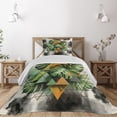 thumbnail image 1 of Ambesonne Monstera Quilted Coverlet 2 Pcs, Leaves Triangles Mystery, Twin Size, Camel Grey and Fern Green, 1 of 4