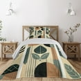 thumbnail image 1 of Ambesonne Monstera Quilted Coverlet 2 Pcs, Mid Century Boho Abstract, Twin Size, Pale Reseda Green and Camel, 1 of 4