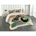 thumbnail image 1 of Ambesonne Monstera Quilted Coverlet 3 Pcs, Boho Mid Century Sun Leaf, Queen Size, Cinnamon Black Beige, 1 of 4