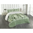thumbnail image 1 of Ambesonne Monstera Quilted Coverlet 3 Pcs, Scandinavian Botanical Art, Queen Size, Pale Green Coconut Fawn, 1 of 4