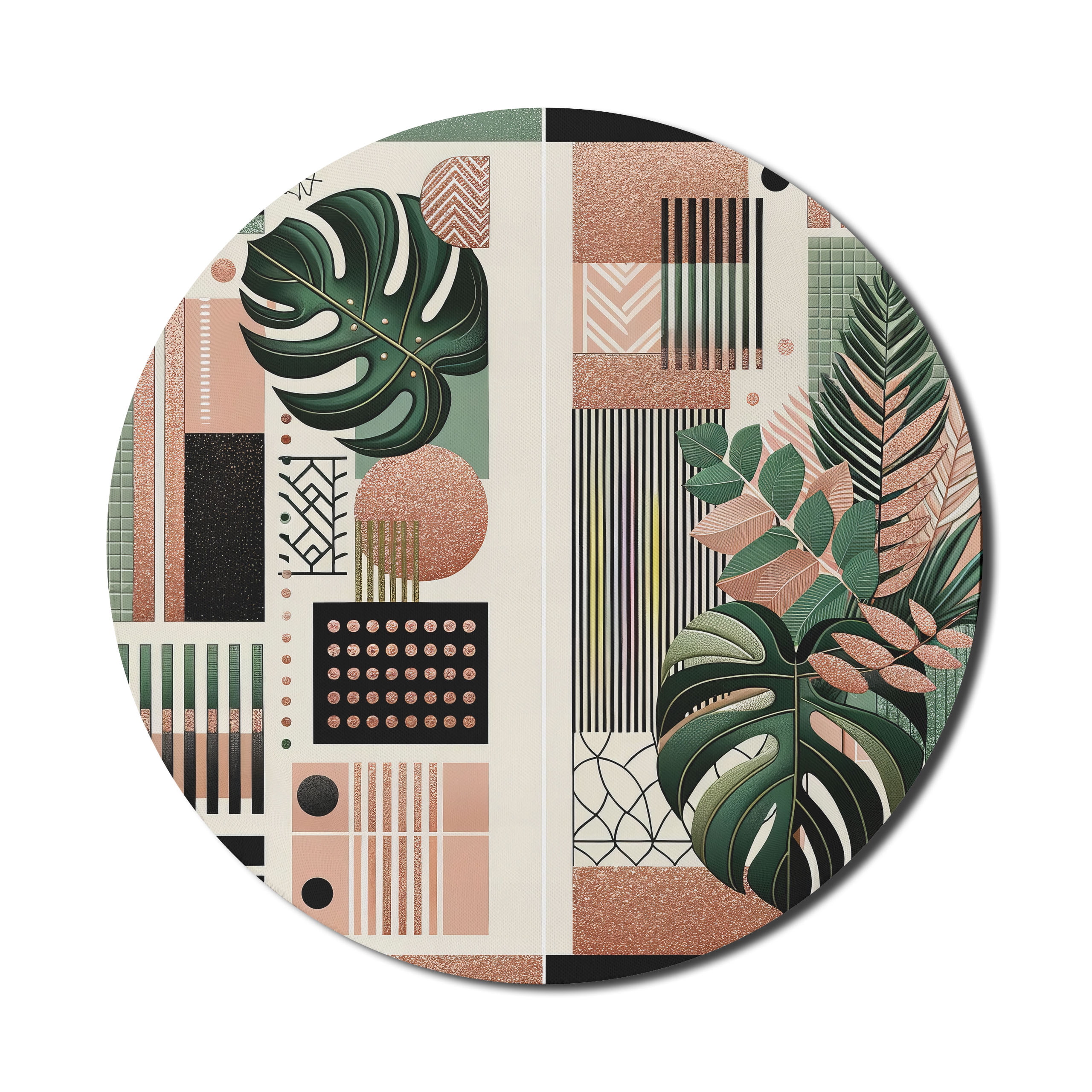 Ambesonne Monstera Round Mouse Pad for Computers, Mid Century Boho ...