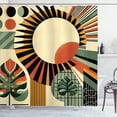 thumbnail image 1 of Ambesonne Monstera Shower Curtain, Mid Century Abstract Sun, 69"Wx84"L, Beige Burnt Orange Black, 1 of 4