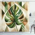 thumbnail image 1 of Ambesonne Monstera Shower Curtain, Nature Boho Scandinavian, 69"Wx84"L, Fern Green Sepia and Cocoa, 1 of 4