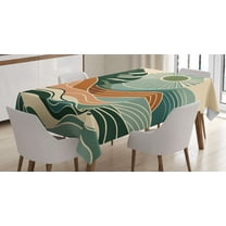 Ambesonne Monstera Tablecloth Rectangular Table Cover, Abstract Landscape Boho, 60"x90", Evergreen Pale Seafoam