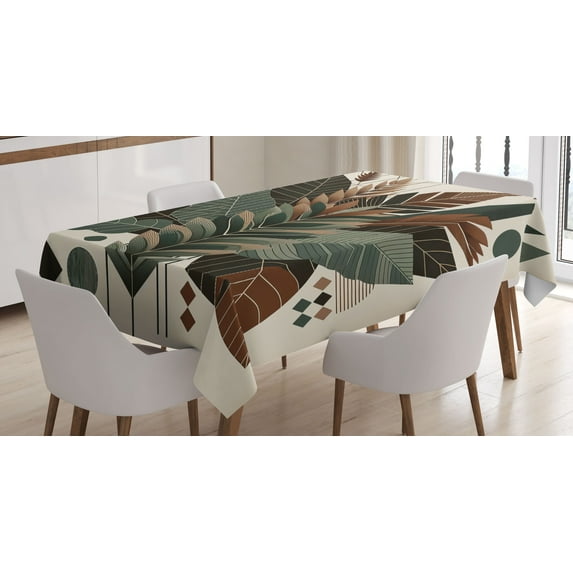 Ambesonne Monstera Tablecloth Rectangular Table Cover, Boho Abstract Tropical Art, 60"x90", Evergreen Sage Green Fawn
