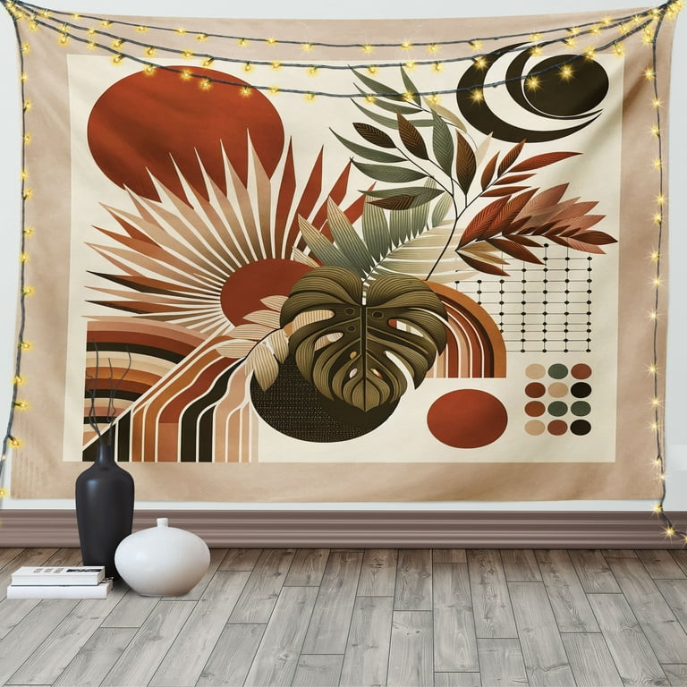 Ambesonne Monstera Tapestry Wall Hanging Abstract Mid Century Boho 80 x60