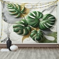 thumbnail image 1 of Ambesonne Monstera Tapestry Wall Hanging, Marble Boho Mid Century, 80"x60", Pale Grey Fern Green, 1 of 3
