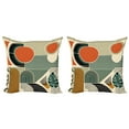 thumbnail image 1 of Ambesonne Monstera Throw Pillow Cover 2 Pack, Abstract Boho Mid Century, 24", Burnt Orange Pale Khaki, 1 of 7