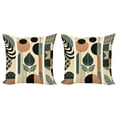 thumbnail image 1 of Ambesonne Monstera Throw Pillow Cover 2 Pack, Mid Century Boho Abstract, 20", Pale Reseda Green and Camel, 1 of 7