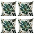 thumbnail image 1 of Ambesonne Monstera Throw Pillow Cover 4 Pack, Abstract Mid Century Art, 16", Fern Green Teal and Pale Grey, 1 of 7