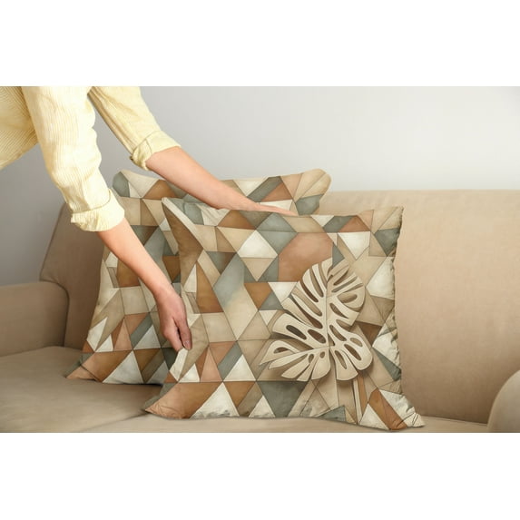 Ambesonne Monstera Throw Pillow Cover Pack of 2, Boho Scandinavian Style, 2 Pcs-26"x26", Cocoa Sepia and Reseda Green