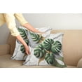 thumbnail image 1 of Ambesonne Monstera Throw Pillow Cover Pack of 2, Marble Boho Mid Century, 2 Pcs-20"x20", Pale Grey Fern Green, 1 of 5