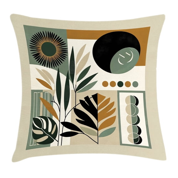 Ambesonne Monstera Throw Pillow Cushion Cover, Abstract Boho Leaves Art, 26" X 26", Dark Sepia Pale Brown